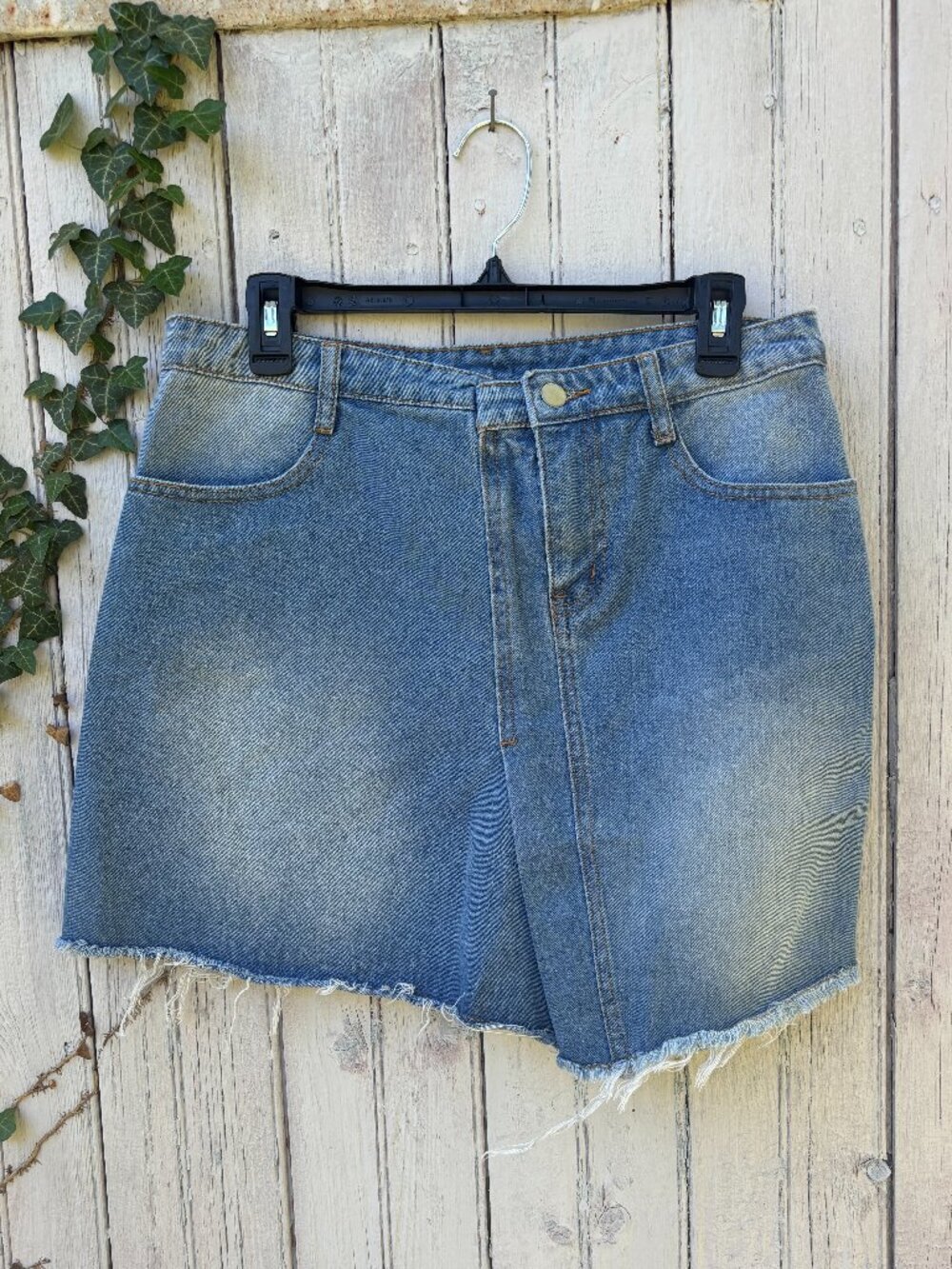 Hayden LA Light Wash Denim Wrap Mini Skirt | Size Large | NWT